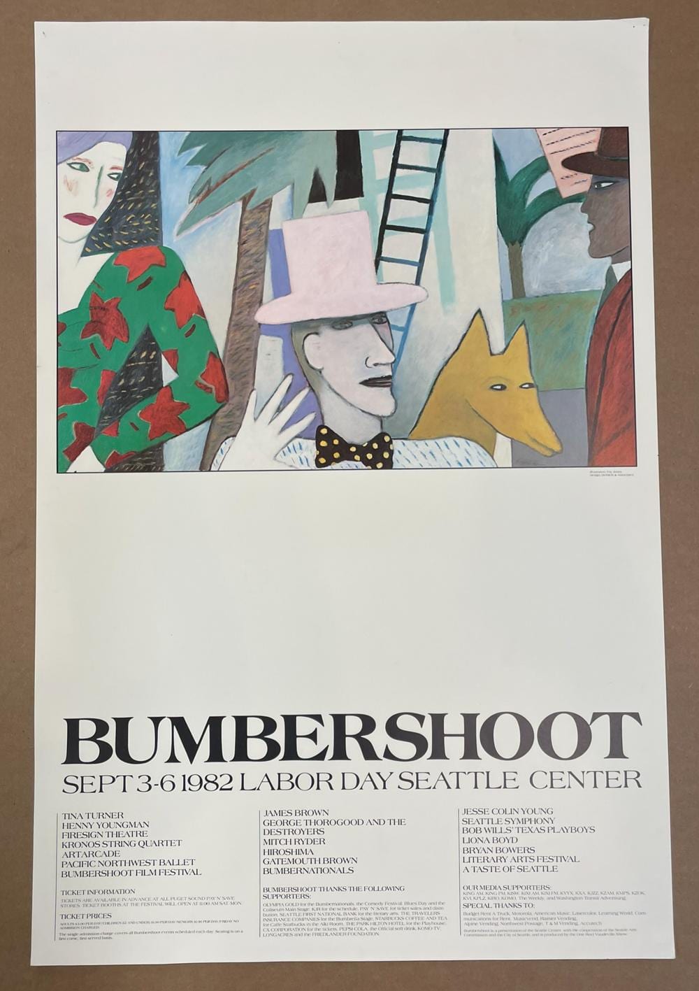 Fay Jones comparable auction result: bumbershoot 1982 poster unframed 36x24 artwork by fay jones