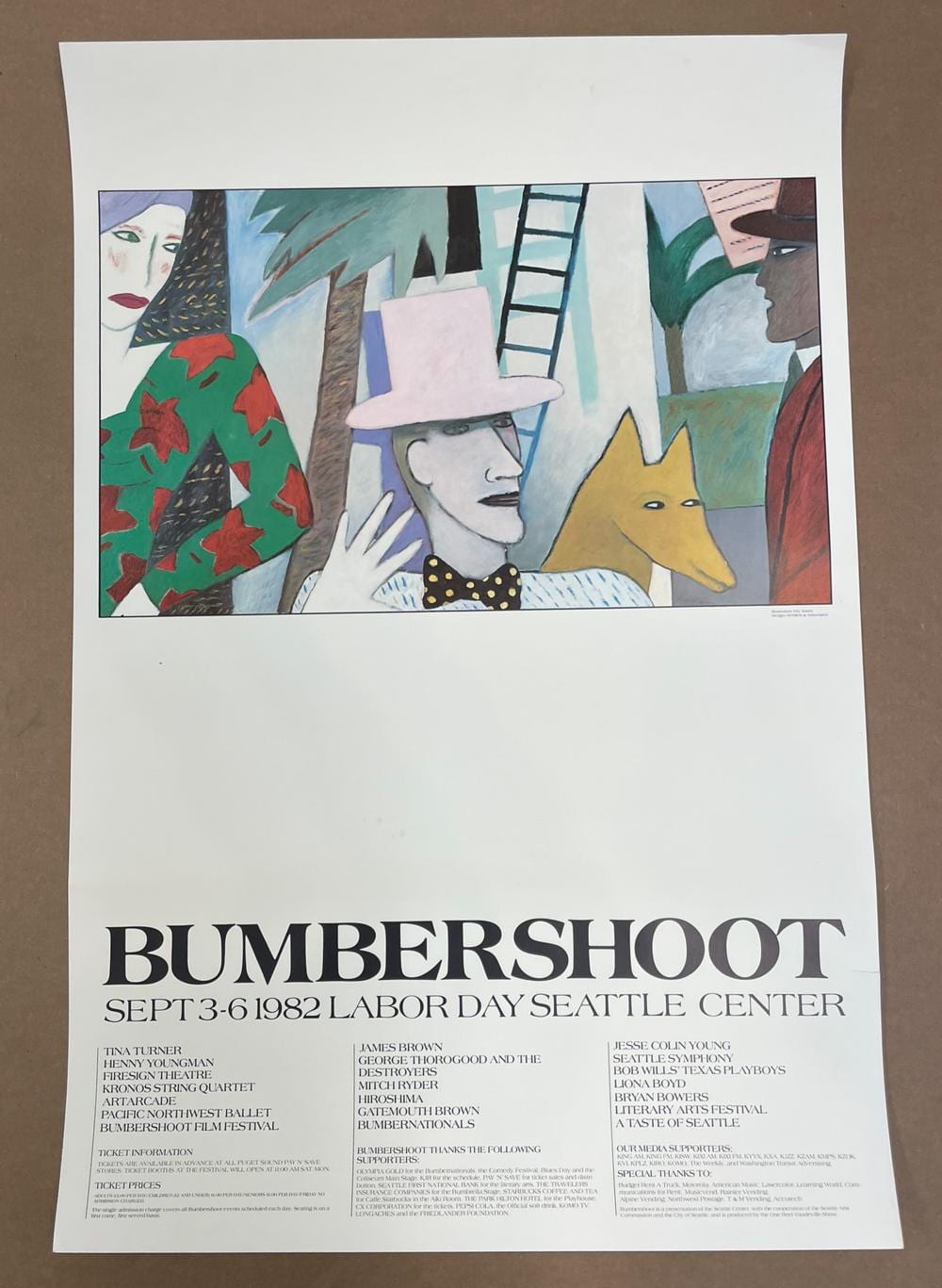 Fay Jones comparable auction result: bumbershoot 1982 poster unframed 36x24 artwork by fay jones