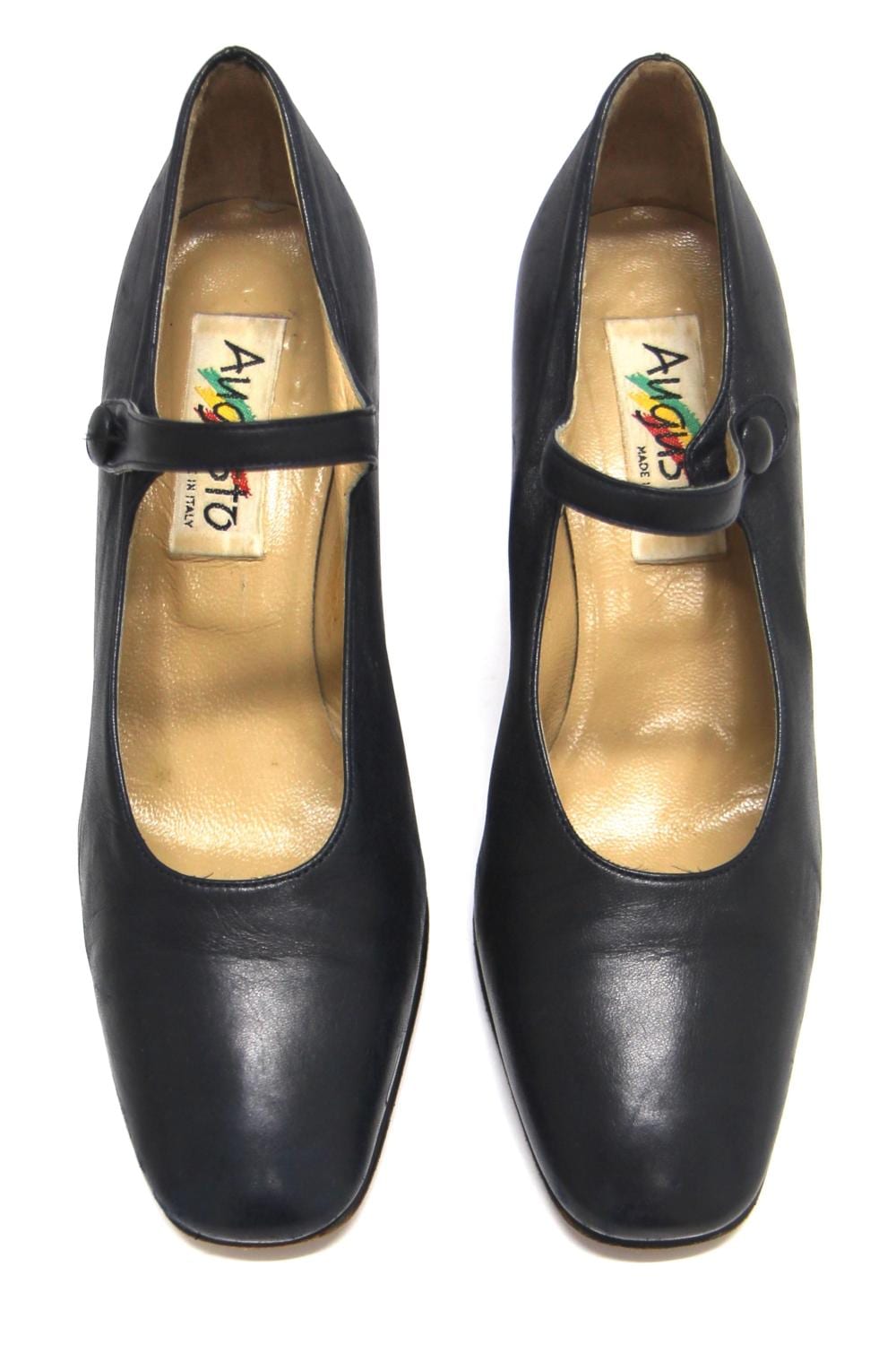 Augusto (1910) Gomes comparable auction result: augusto italy navy square toe mary janes buckle closure leather interior c 1990s