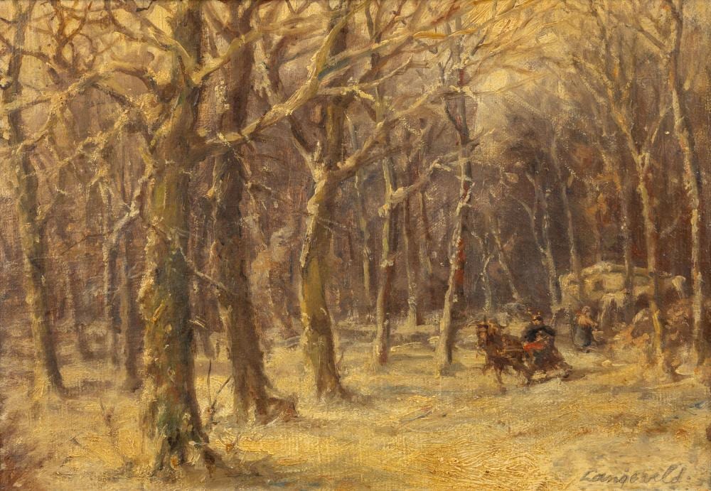 Frans Langeveld comparable auction result: frans langeveld 1876 77 1939 attr winter forest view with a troika
