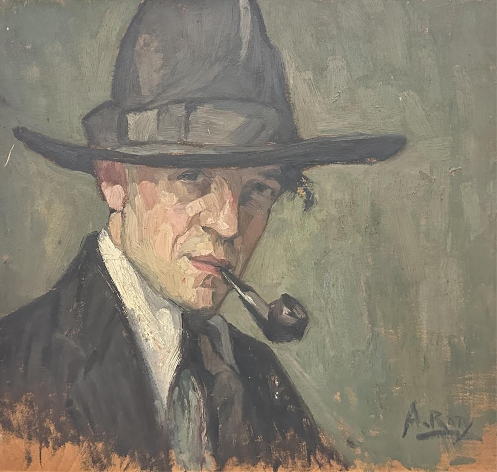 Albert Raty comparable auction result: albert raty 1889 1970 autoportrait la pipe huile sur panneau double face au revers tude pr paratoire su sujet dimensions 53 x 58 cm