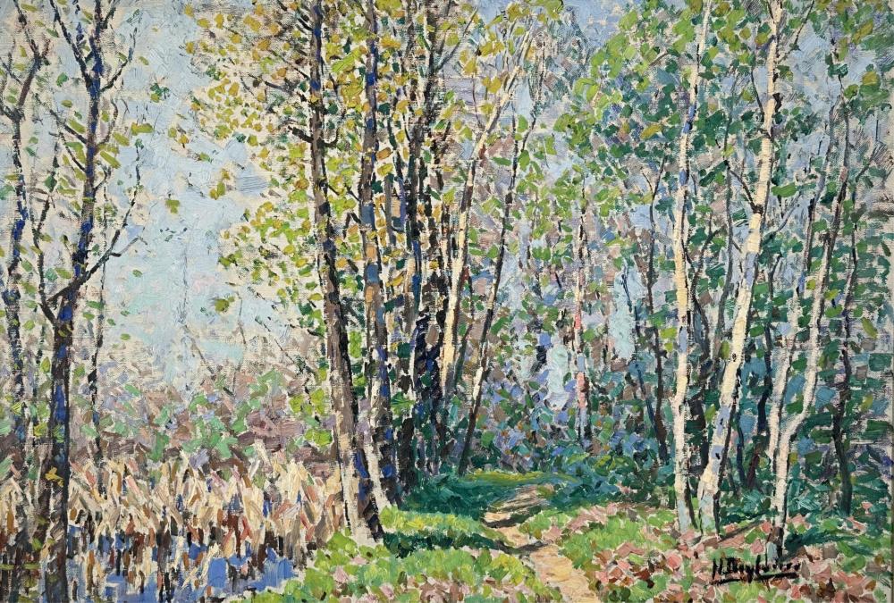 Henri Deglume comparable auction result: henri deglume 1865 1940 bois au alentours de gerpinnes huile sur toile dimensions 52 x73 cm