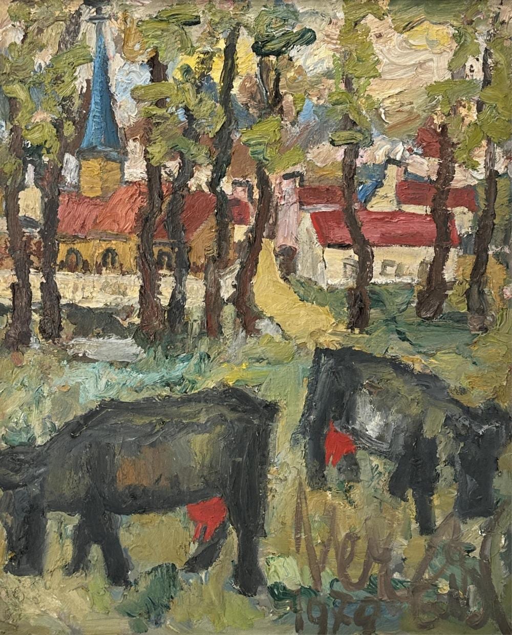Maurits Verbist comparable auction result: maurice verbist 1913 1984 lente dorp 1979 huile sur toile dimensions 80 x 65 cm