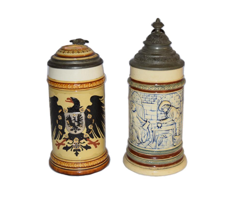 Lot of Two Vintage 1/2 Liter German Beer Steins sold by Paul Arsenault Auctioneers, lot 71 — auction record photograph