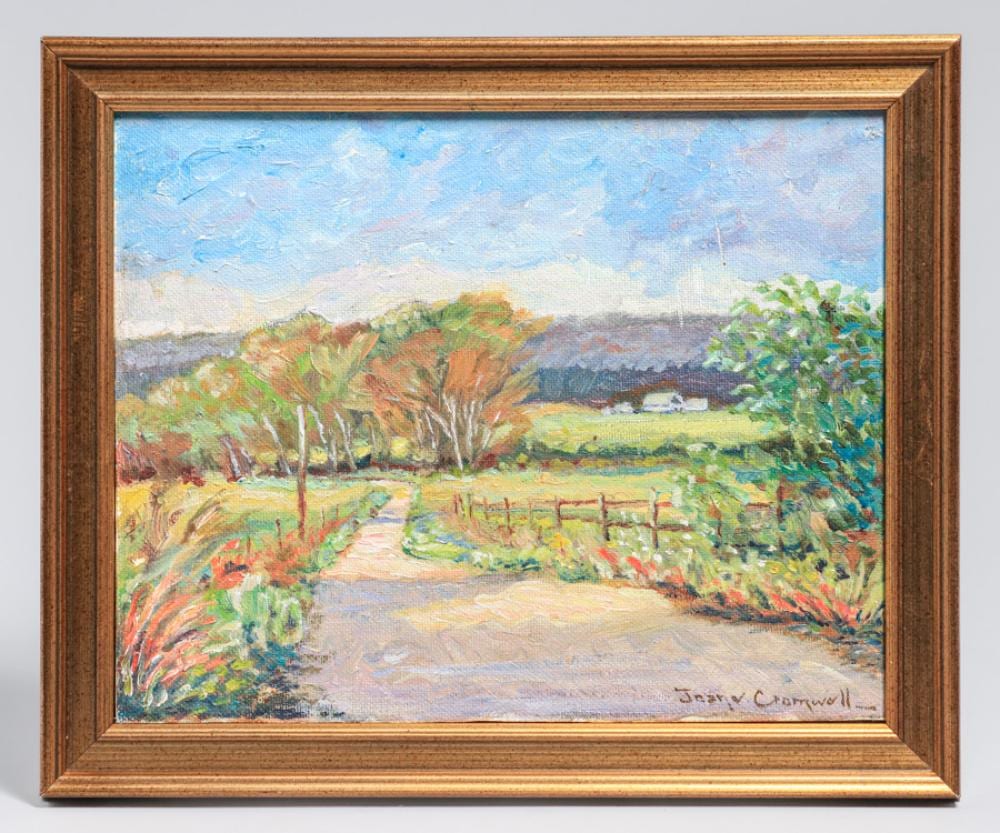 Joane Cromwell comparable auction result: joane cromwell 1895 1969 california painting treelined path c1920s