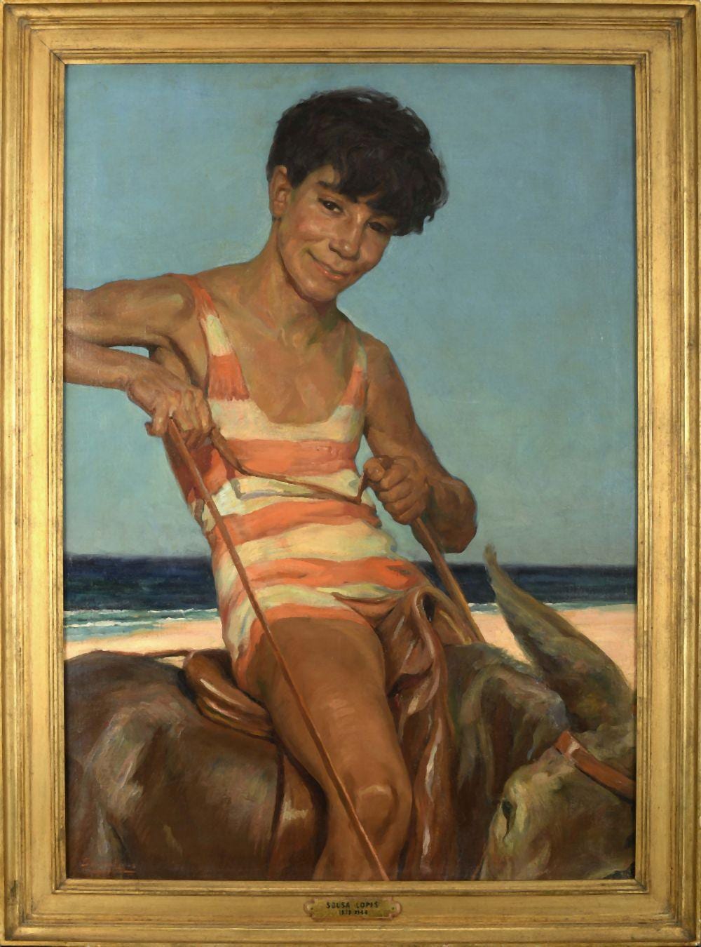 Adriano de Sousa Lopes comparable auction result: a boy riding a donkey
