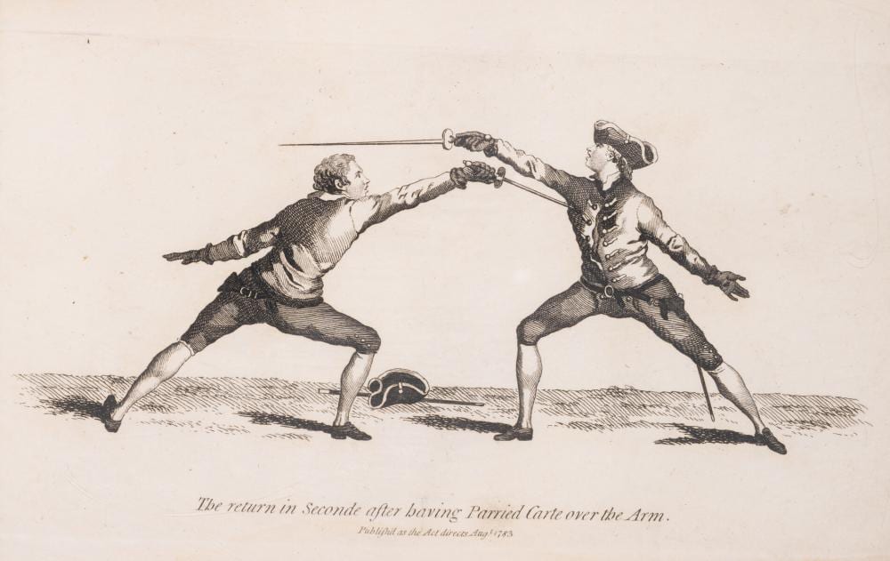 Herbert Carmichael comparable auction result: angelo domenico the school of fencing with a general explanation of the principal attitudes and positions peculiar to the art first edition 1787