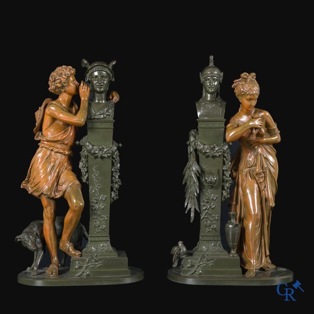 Eugène Laurent comparable auction result: eug ne laurent 1832 1898 a pair of bronze statues foundry stamp a b paris