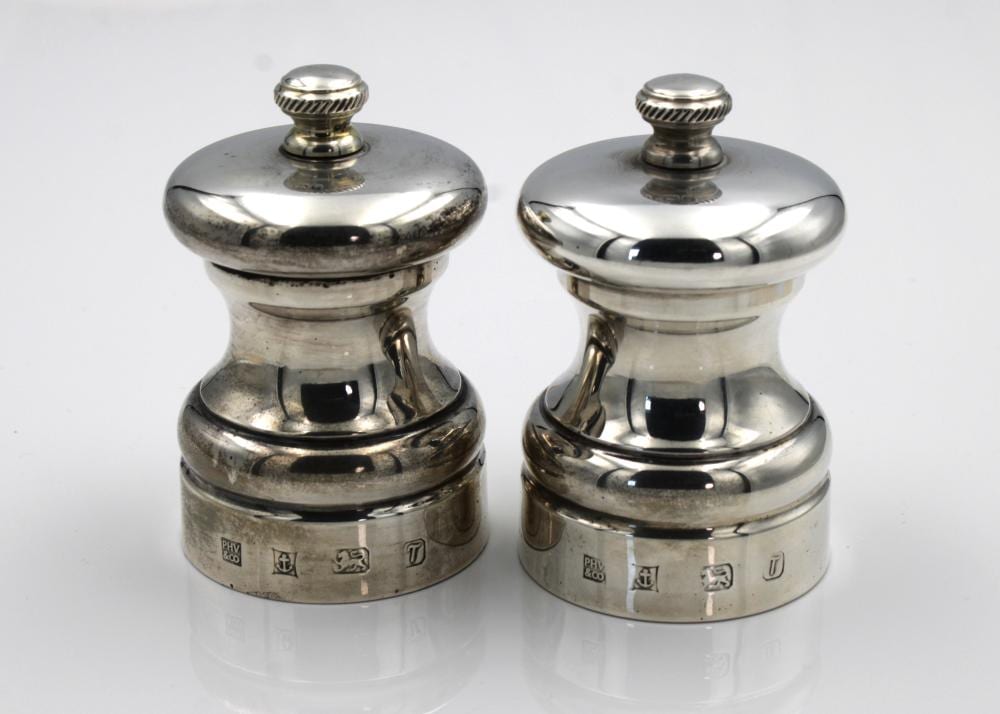 Amalie von Peter comparable auction result: a pair of silver peter piper salt pepper mills