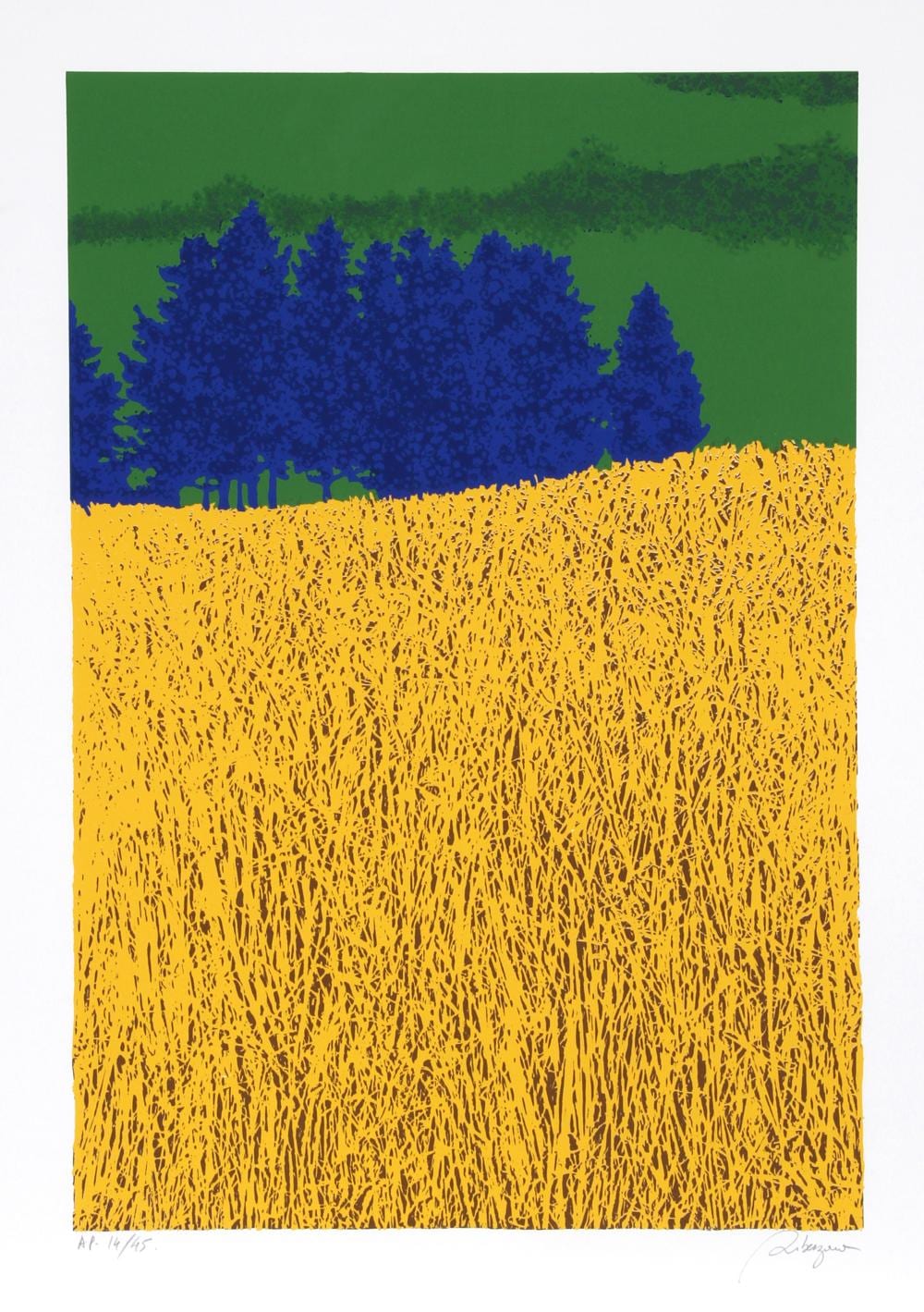 Daniel Riberzani comparable auction result: daniel riberzani champ de ble sapins bleus screenprint