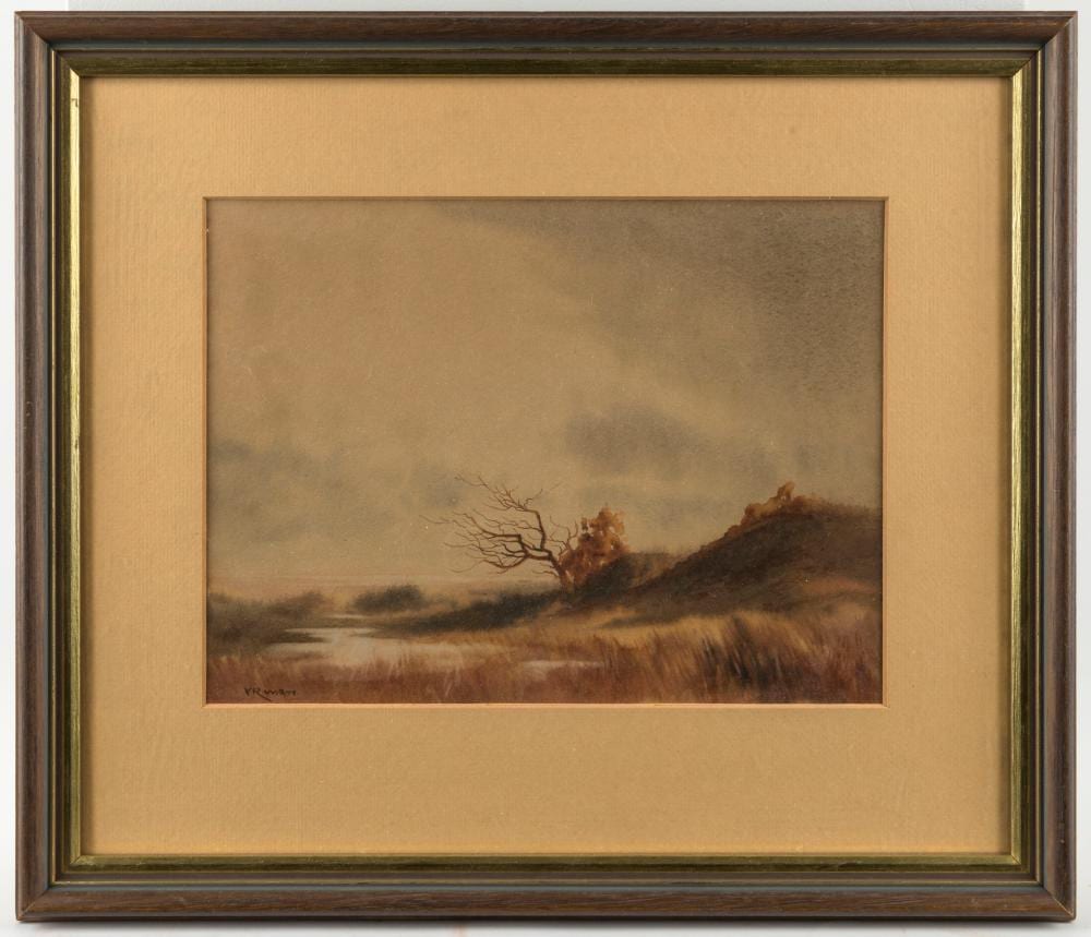 Victor R  Watt comparable auction result: victor robert watt 1886 1970 landscape watercolour signed lower left 19 x 25cm framed 32 5 x 38cm
