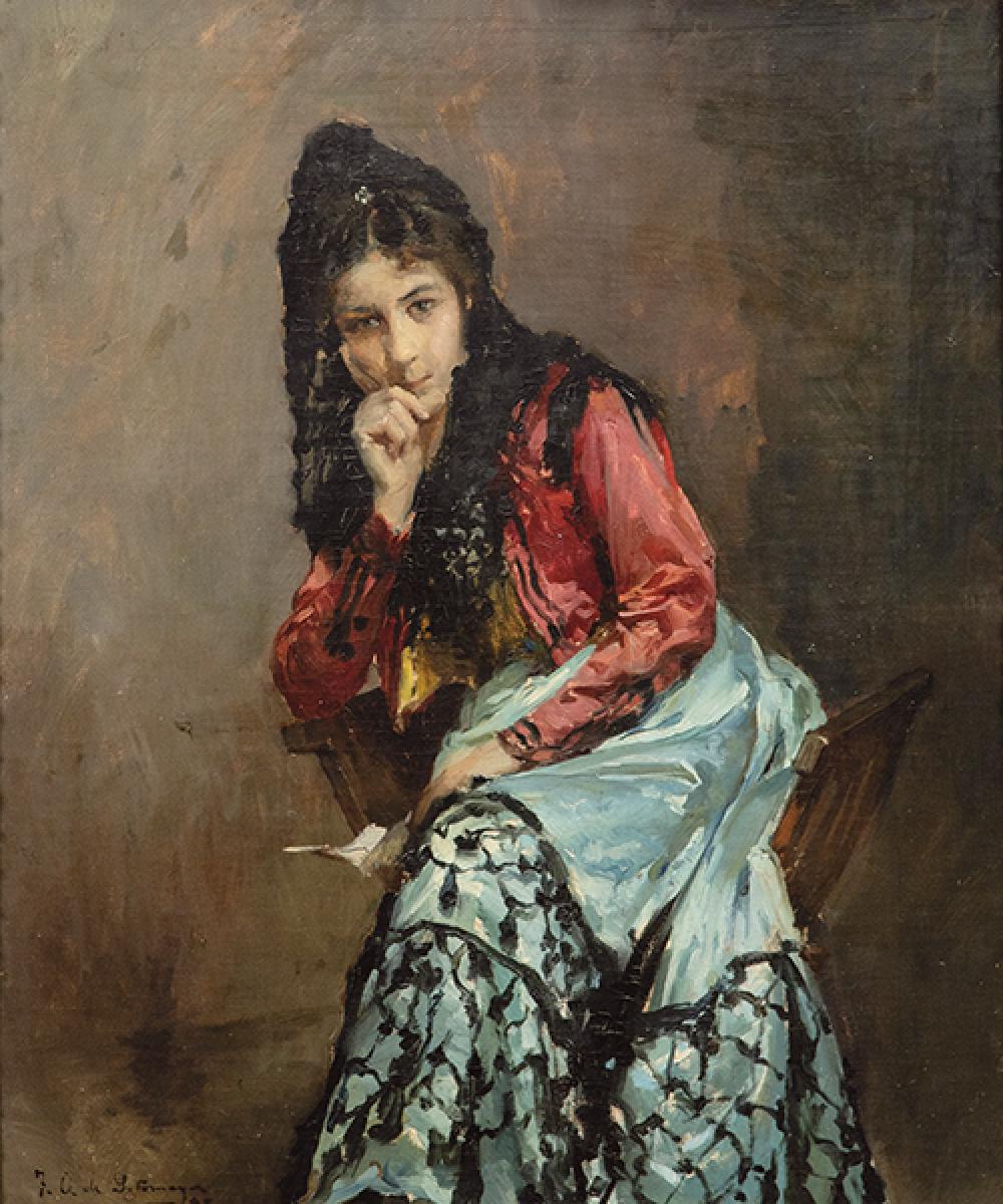 Fernando Alvarez de Sotomayor comparable auction result: fernando alvarez de sotomayor portrait of a lady in goyaesque dress