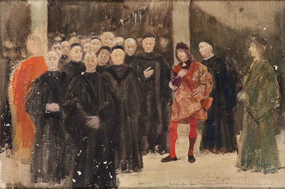 José Villegas y Cordero comparable auction result: jos villegas cordero the venetian senate leaving the great council hall
