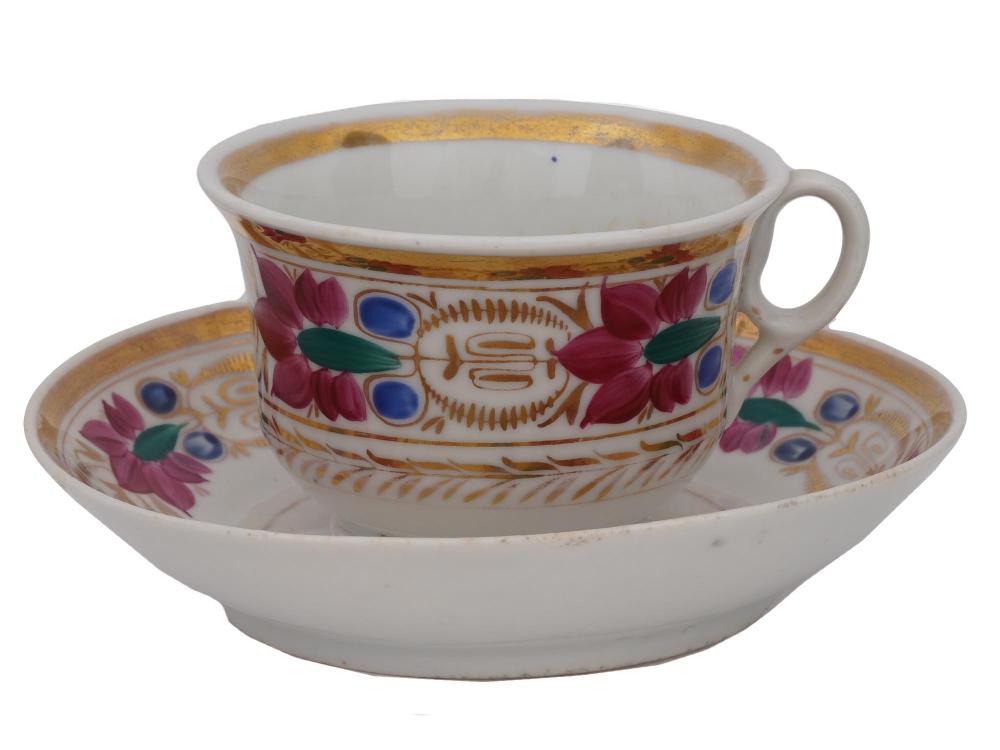 ANTIQUE RUSSIAN GULIN BROS TEA CUP AND SAUCER 1850 sold by Antique Arena Inc, lot 245 — auction record photograph