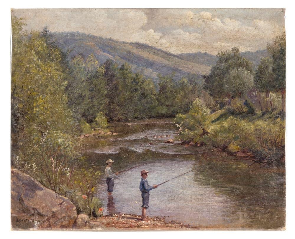 Lorentz Kleiser comparable auction result: lorentz kleiser new york california illinois 1879 1963 little fishermen oil on canvas board 16 x 20 unframed