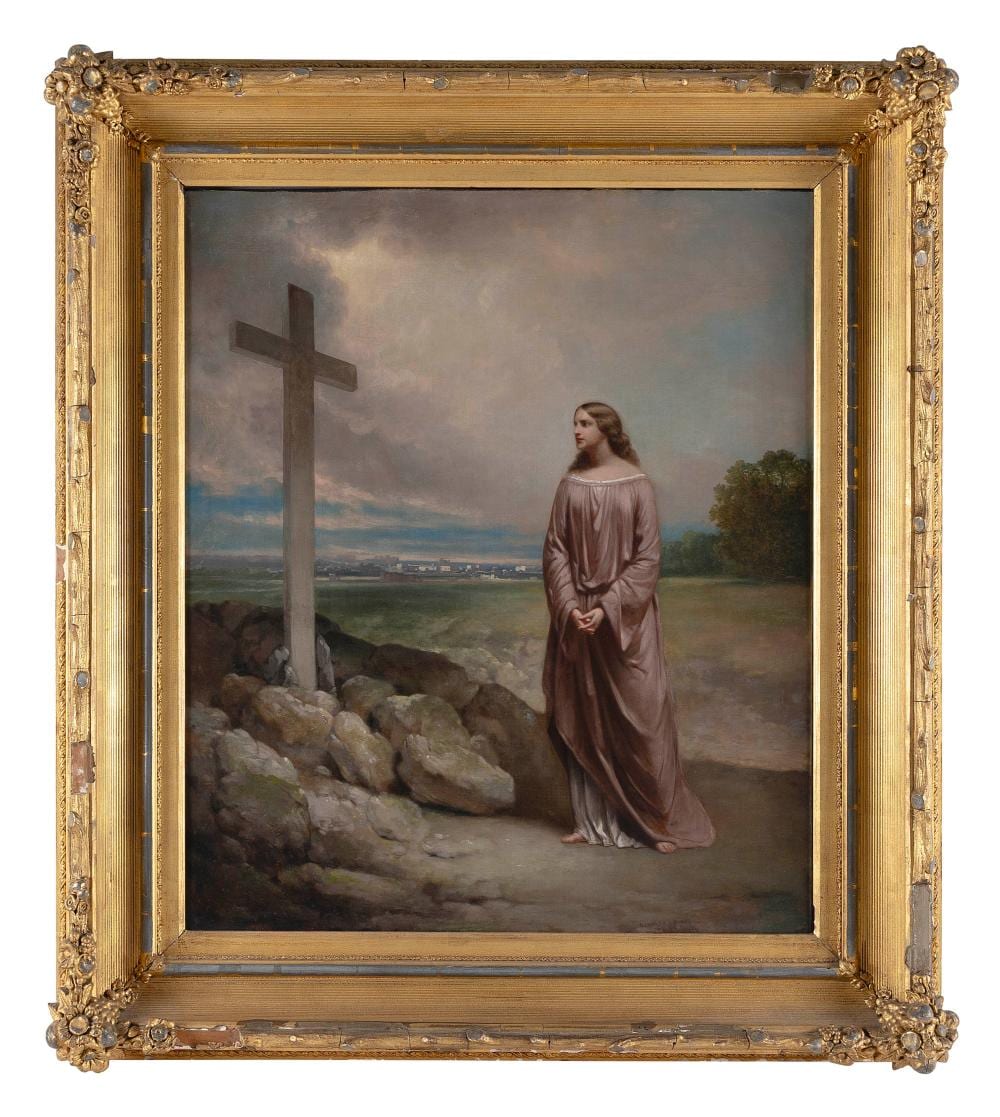 William E. Winner comparable auction result: william e winner pennsylvania 1815 1883 the magdalene before the cross oil on canvas 30 x 25 framed 40 x 35