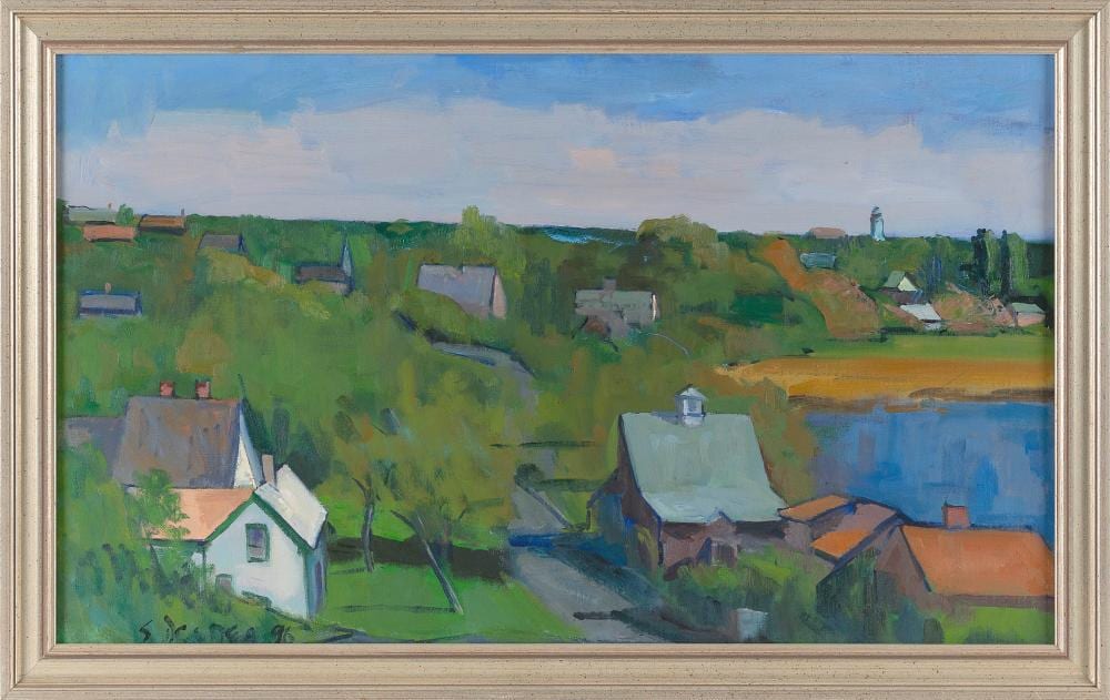 Sal Del Deo comparable auction result: salvatore del deo massachusetts 1928 pond village truro massachusetts oil on canvas 16 x 27 framed 19 x 27 5