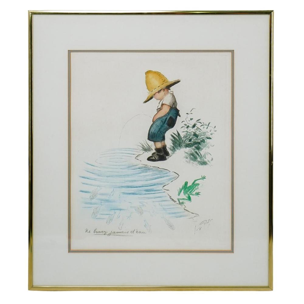 Georges Redon comparable auction result: georges redon french 1869 1943 don t drink the water lithograph