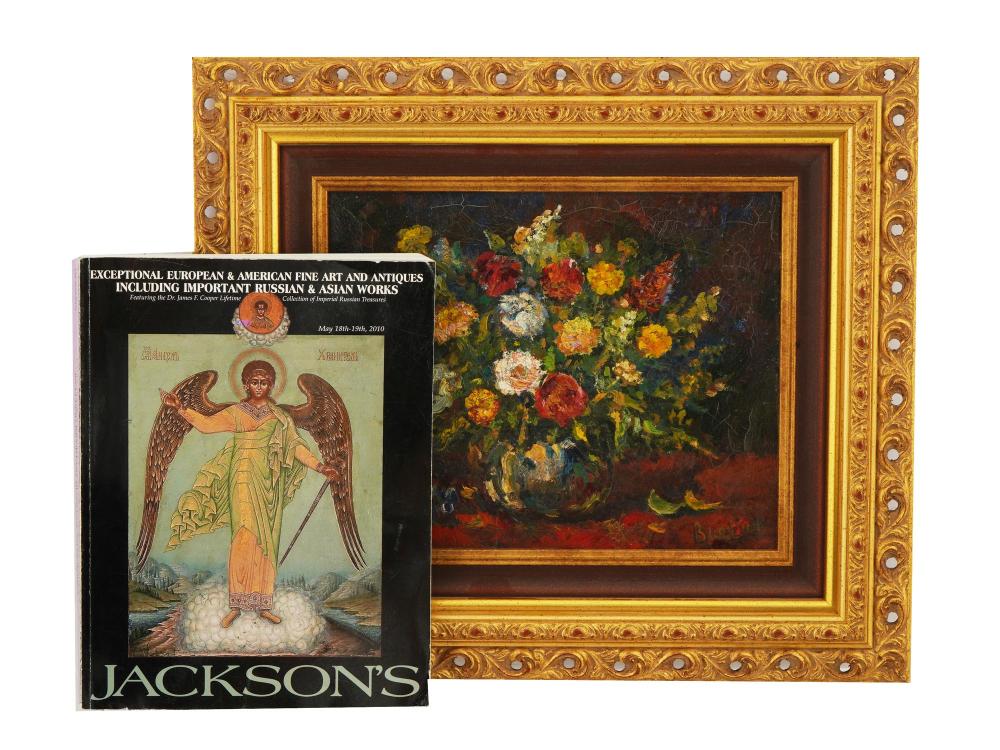 RUSSIAN STILL LIFE OIL PAINTING BY DAVID BURLIUK sold by Antique Arena Inc, lot 189 — auction record photograph