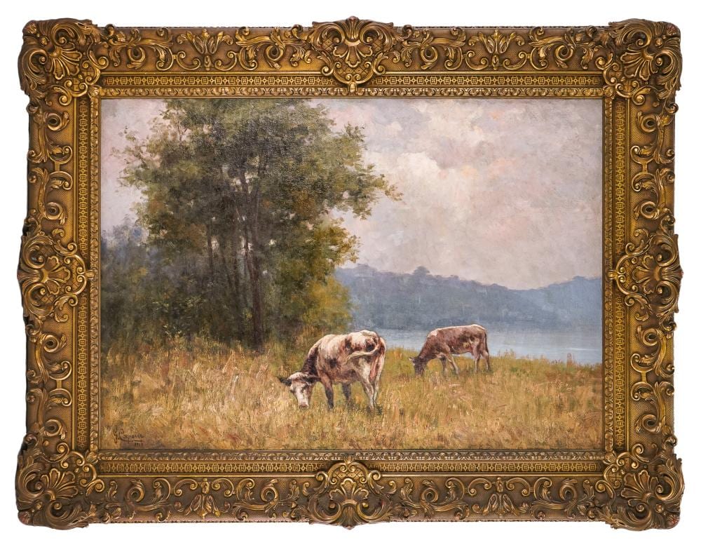 Gaetano Capone comparable auction result: gaetano capone it 1845 1924 pastoral with two cows