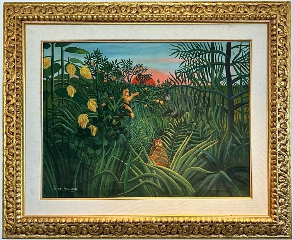 Henri (JULIEN FÉLIX) ROUSSEAU (1844-1910) THREE APES IN THE ORANGE GROVE, 1907 C comparable sale