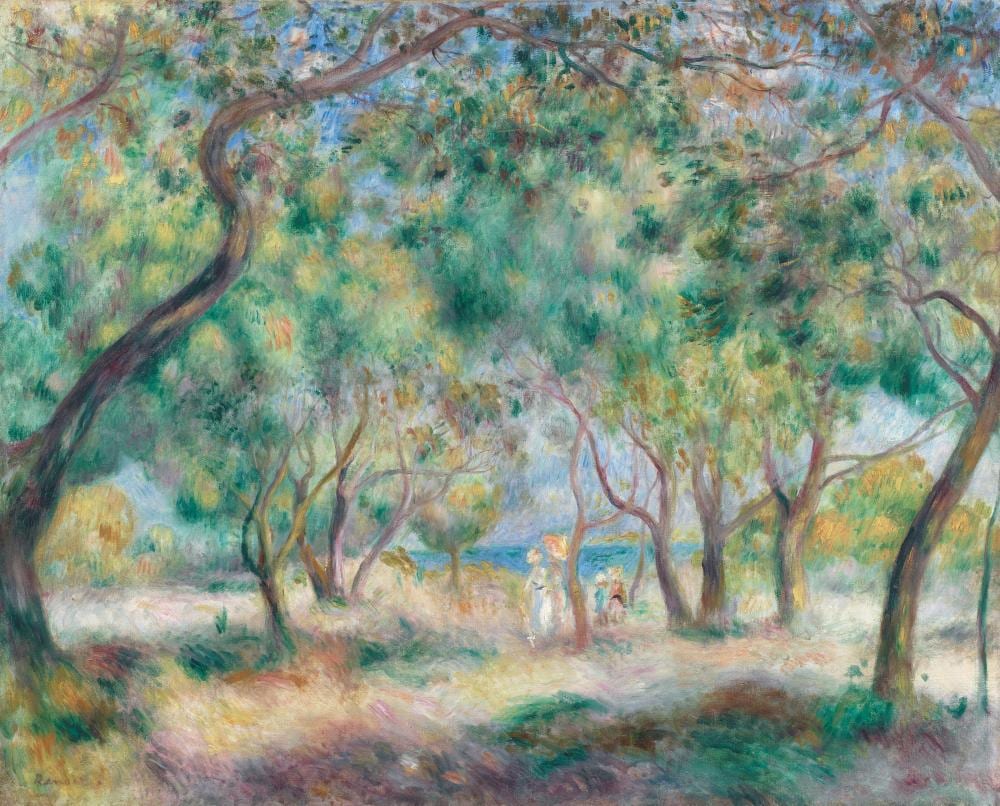 Pierre-Auguste Renoir (1841-1919). La Promenade au bord de la mer (Le Bois comparable sale