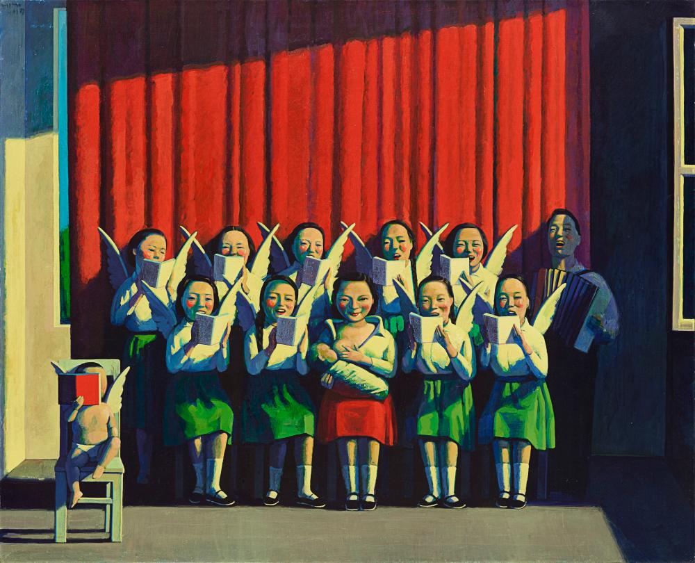 Liu Ye (B. 1964). Beijing Madonna. acrylic and oil on canvas80 x 100 cm. (3 comparable sale