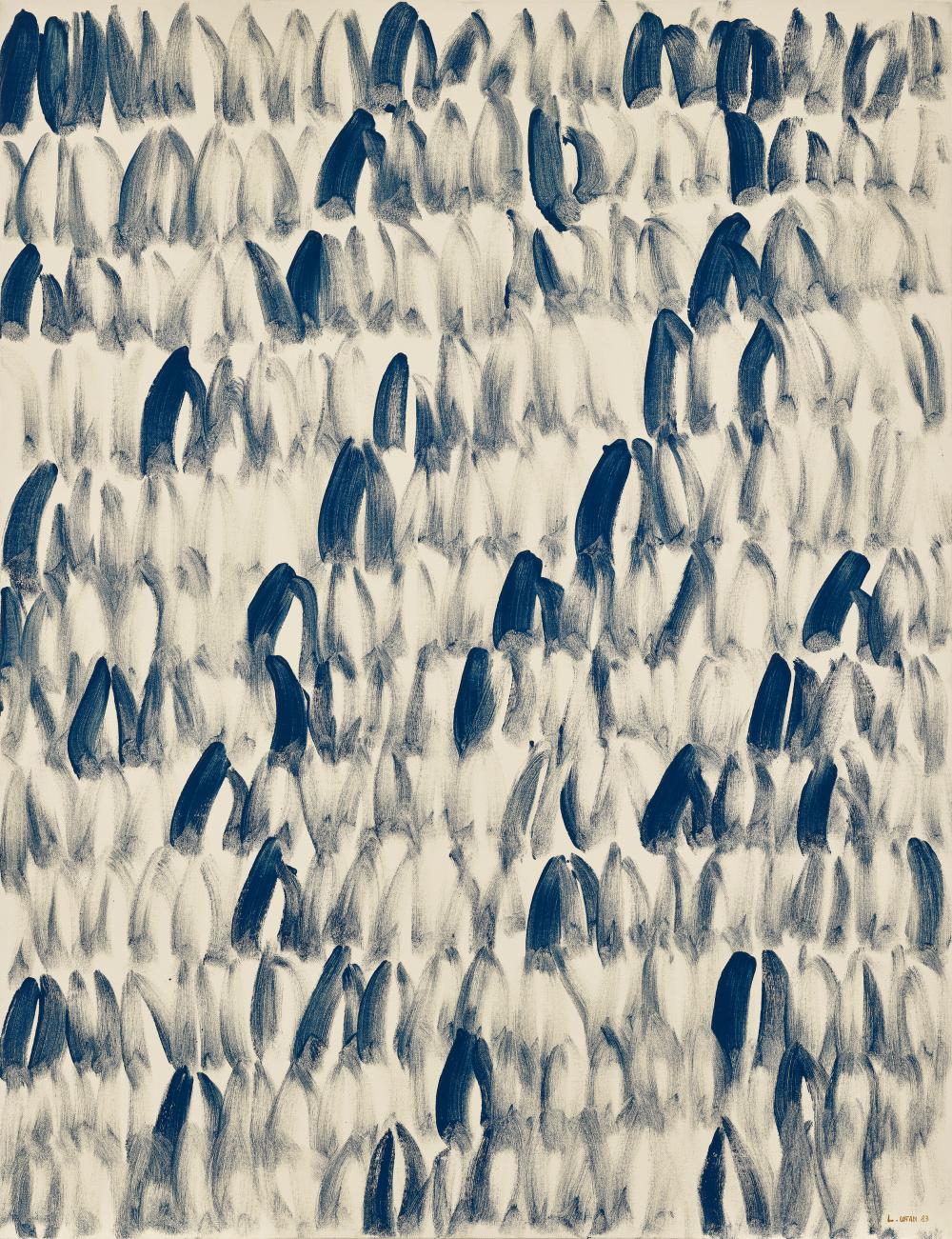 Lee Ufan (B. 1936). East Winds. oil and mineral pigment on canvas146.2 x 11 comparable sale