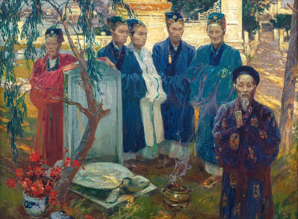Henri Emile Vollet comparable auction result: henri emile vollet 1861 1945 comm moration la st le d un lettr tonki