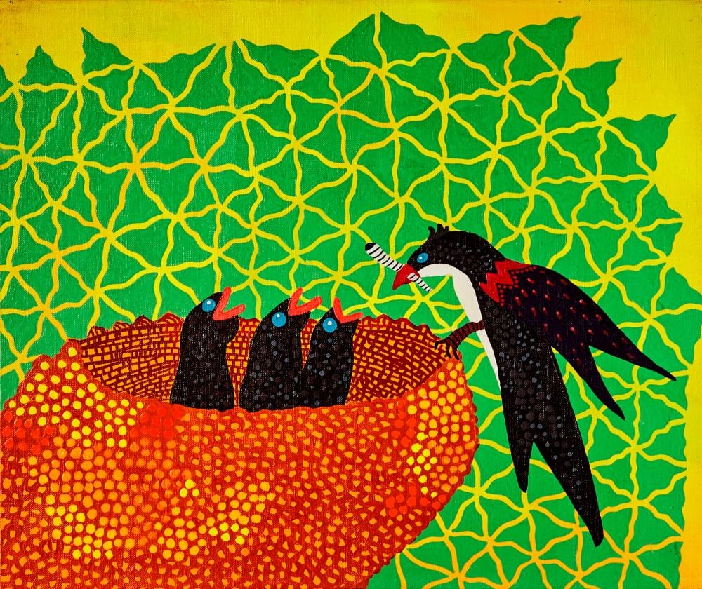 Yayoi Kusama (B. 1929). Swallow's Nest. acrylic on canvas38.5 x 46 cm. (15 comparable sale