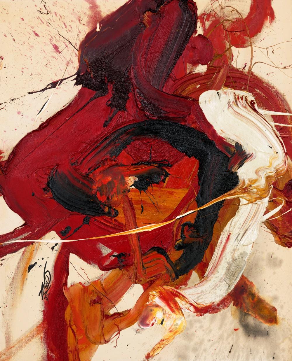 Kazuo Shiraga (1924-2008). Outo Shoukou. oil on canvas161.8 x 130.5 cm. (63 comparable sale