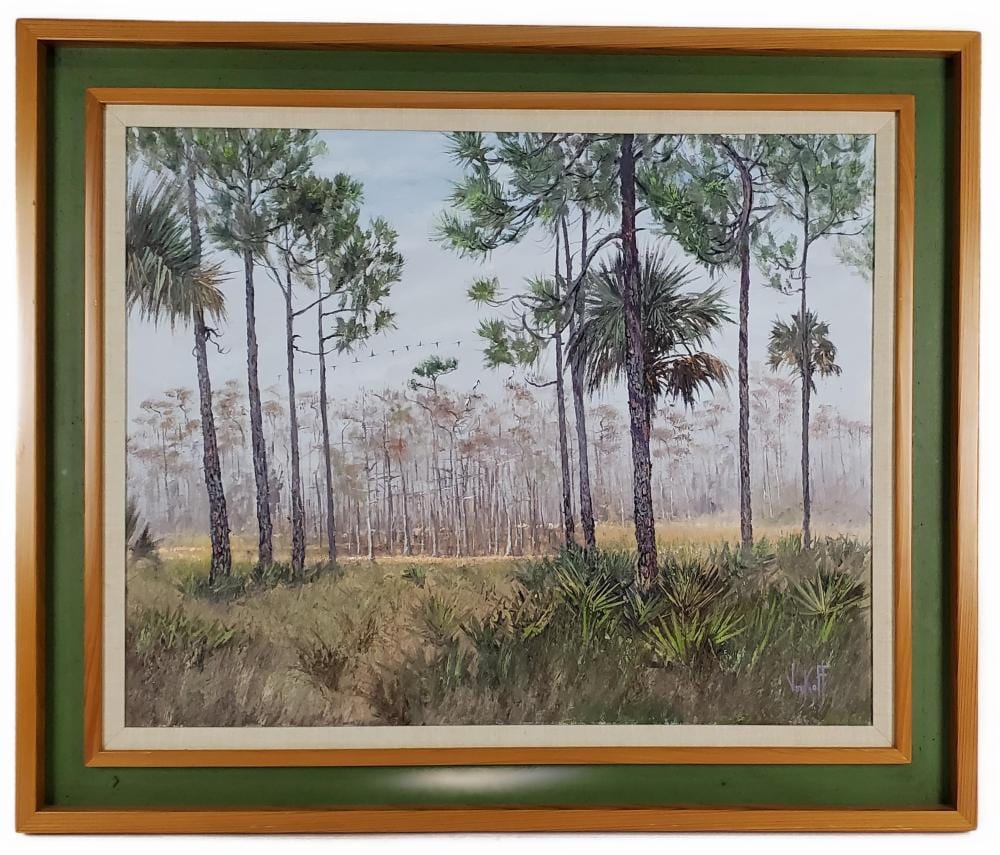 Sam Vinikoff comparable auction result: sam vinikoff american florida 1919 2010 backwoods big cypress oil on canvas signed lower right verso signed titled and dated dec 1983 24 x 30 framed 27 x 33