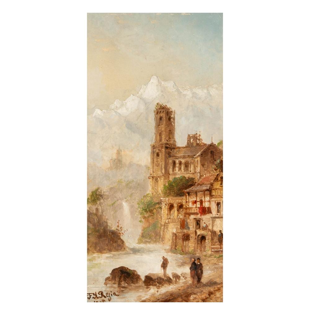 Felice A. Rezia comparable auction result: felice a rezia 1835 1907 town scene with waterfall and figures