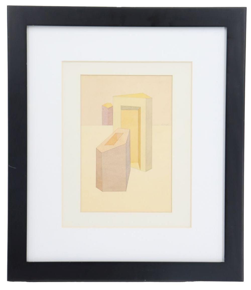 Darrell Crisp comparable auction result: darrell crisp 20th century american abstract geometric watercolor