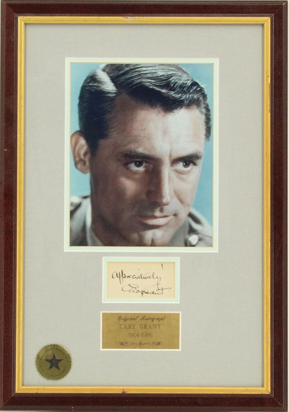 Cary Grant (1904-1986) British/American, Hollywood Memorabilia with Signature sold by Sarasota Estate Auction, lot 442 — auction record photograph