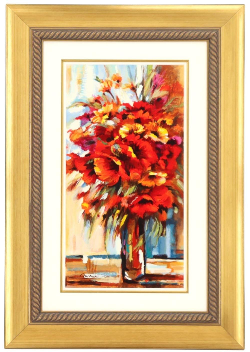 michael milkin born 1964 israeli still life print red and yellow bouquet · Sarasota Estate Auction · 2025-03-29 Michael Milkin comparable auction result: michael milkin born 1964 israeli still life print red and yellow bouquet