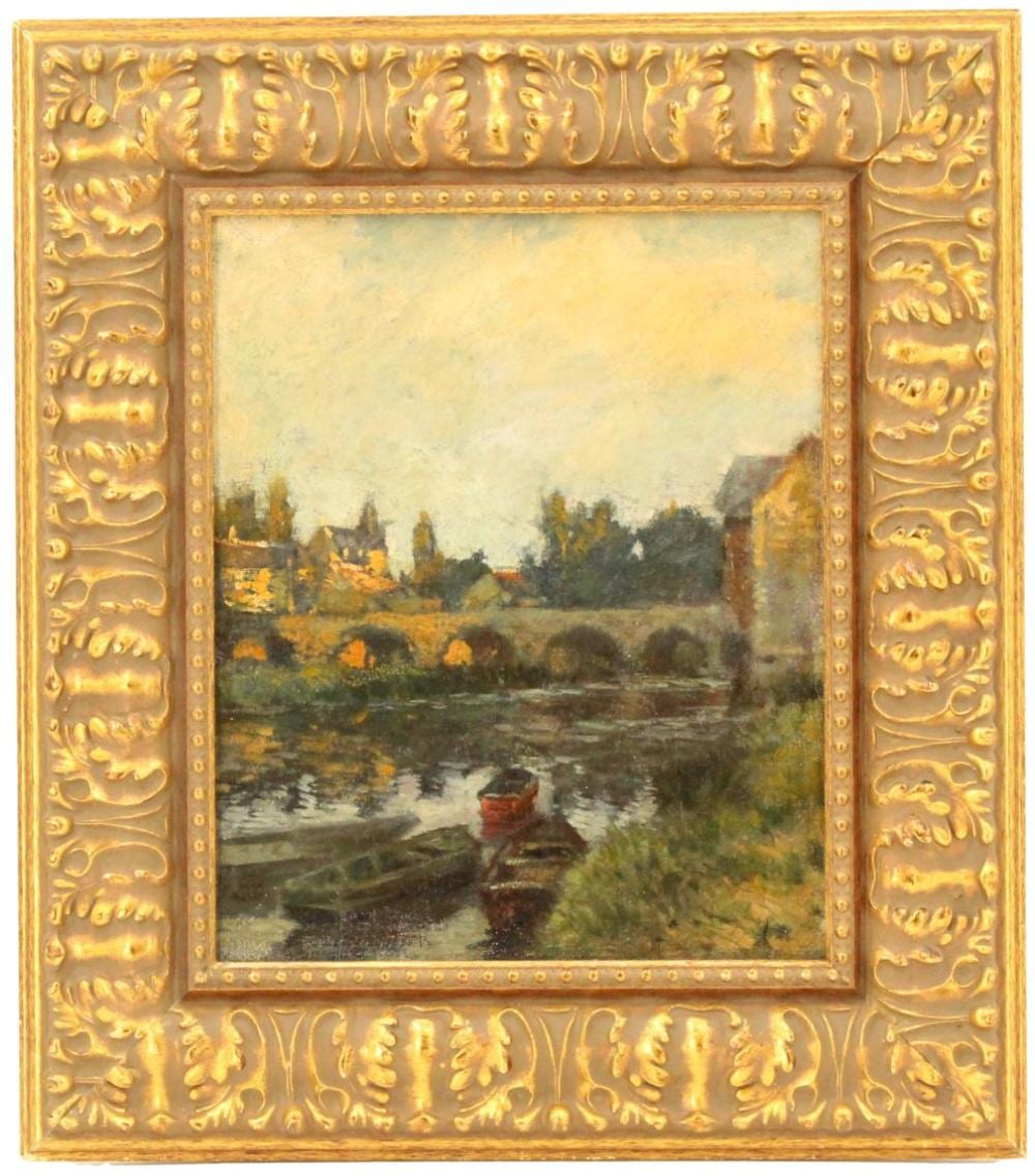 paul cornoyer 1864 1923 american the bridge at saint goustan oil on canvas · Sarasota Estate Auction · 2025-03-30 Paul Cornoyer comparable auction result: paul cornoyer 1864 1923 american the bridge at saint goustan oil on canvas
