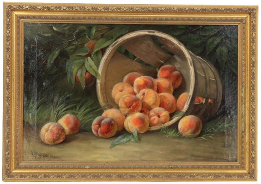 john reed dickinson 1844 1903 peaches in a basket still life oil on canvas painting · Sarasota Estate Auction · 2025-03-30 John Reed Dickinson comparable auction result: john reed dickinson 1844 1903 peaches in a basket still life oil on canvas painting