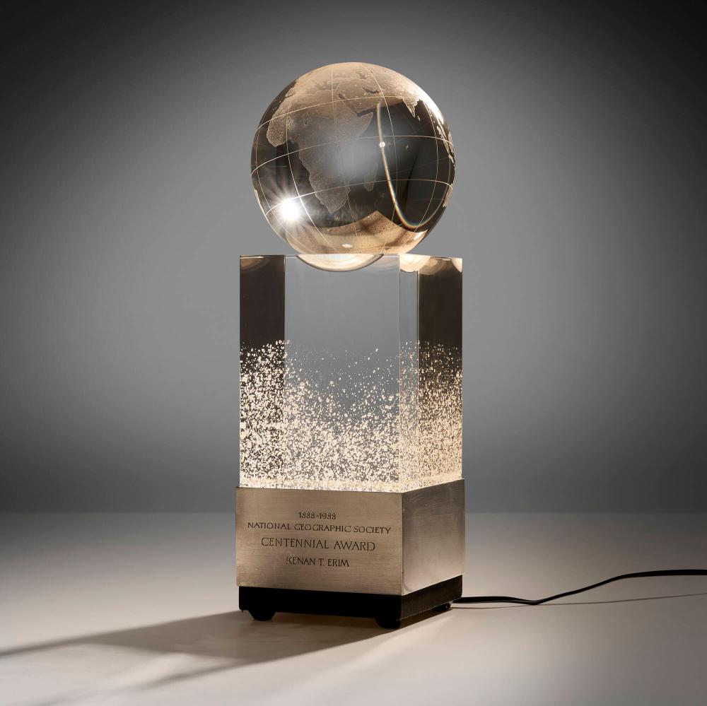 James Houston for Steuben, National Geographic Society Centennial Award trophy sold by Wright, lot 162 — auction record photograph
