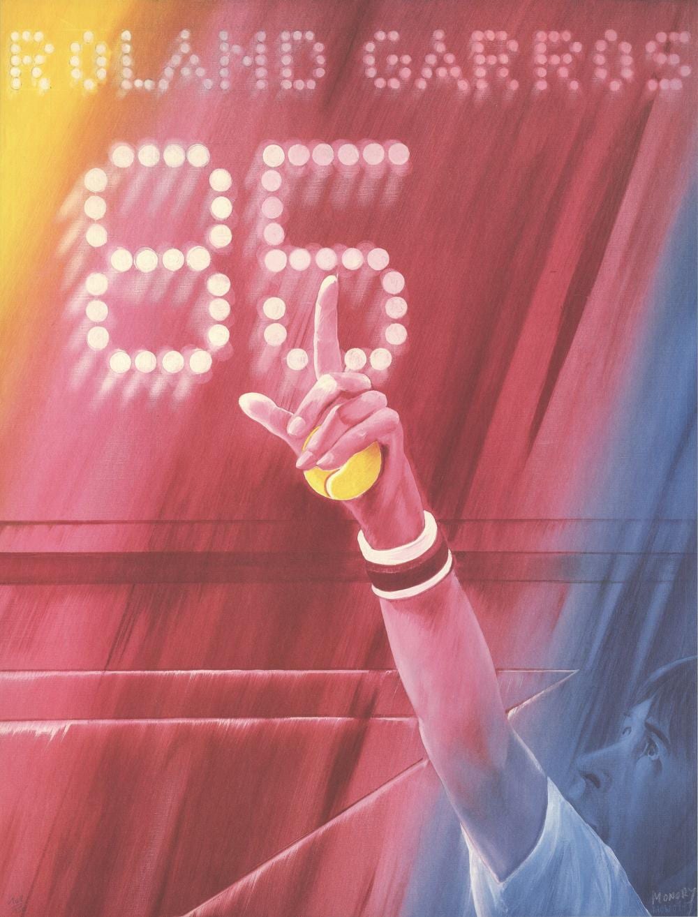Jacques Monory comparable auction result: jacques monory roland garros french open 1985 offset lithograph signed 29 25 x 22 25
