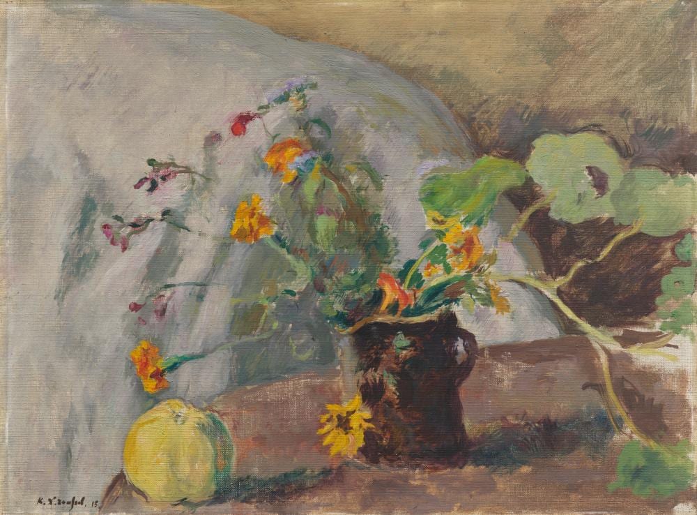 ker xavier roussel 1867 1944 pomme et bouquet de fleurs huile sur toile · Christie's · 2025-04-09 Ker Xavier Roussel comparable auction result: ker xavier roussel 1867 1944 pomme et bouquet de fleurs huile sur toile