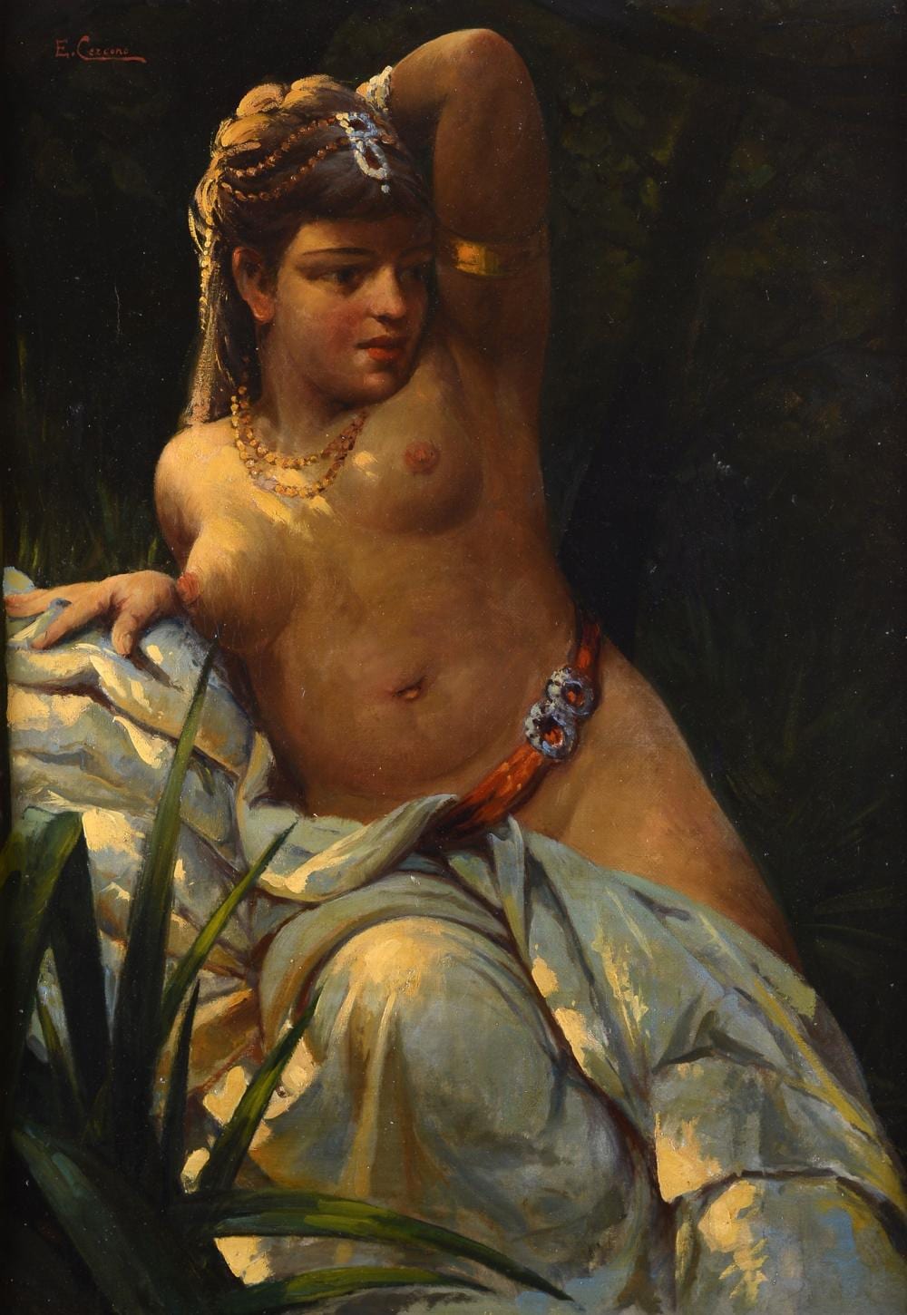 Ettore Cercone comparable auction result: ettore cercone messina 1850 napoli 1901 odalisca