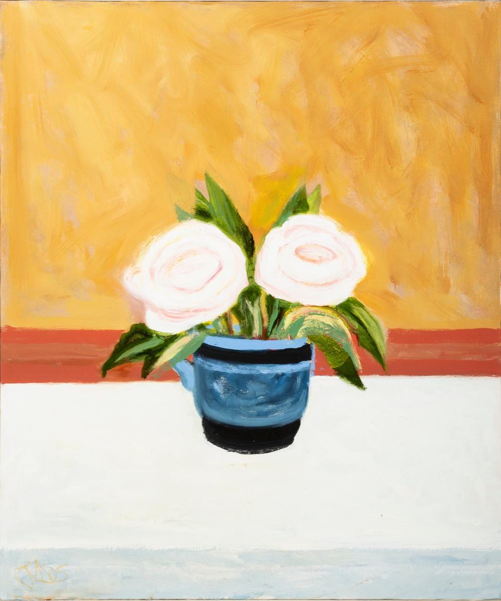 jack donovan 1935 2014 two white roses oil on board 60 x 50cm signed provenance cross gallery label verso · Adam's · 2025-04-08 Jack Donovan comparable auction result: jack donovan 1935 2014 two white roses oil on board 60 x 50cm signed provenance cross gallery label verso