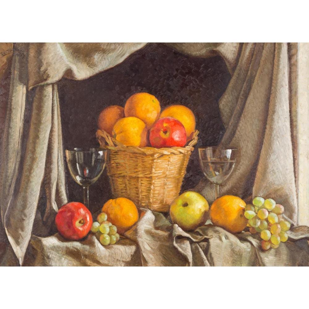 Rafael Cantarero comparable auction result: rafael cantarero sevilla 1907 1957 bodeg n con cesta y frutas