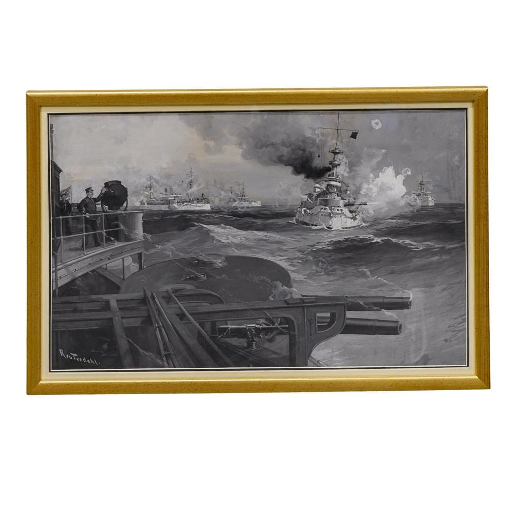 Henry Reuterdahl comparable auction result: henry reuterdahl spanish american war gouache watercolor painting on board
