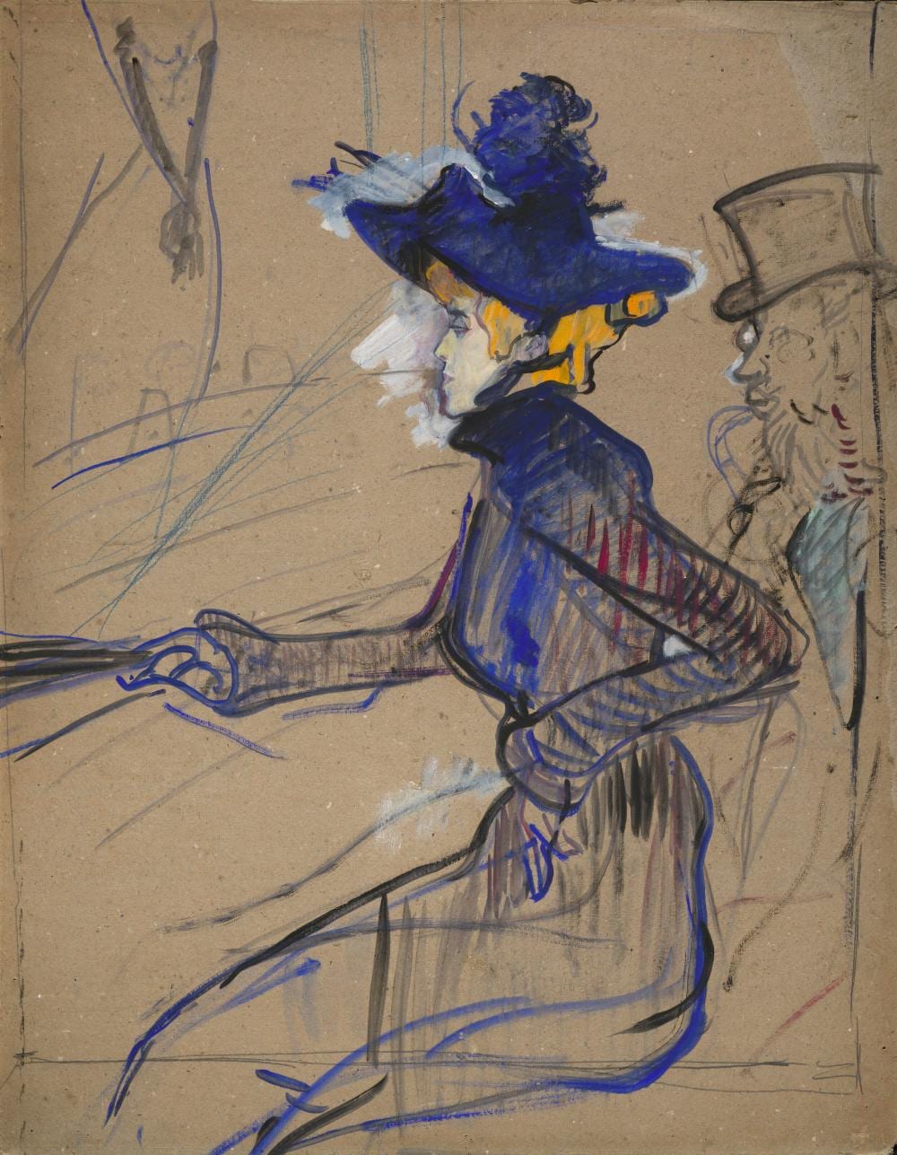 Henri de Toulouse-Lautrec (1864-1901). Jane Avril au Divan Japonais. peintu comparable sale