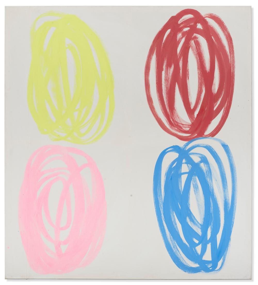 Michel Majerus comparable auction result: michel majerus 1967 2002 mom block no 3 acrylique sur deux toiles asse