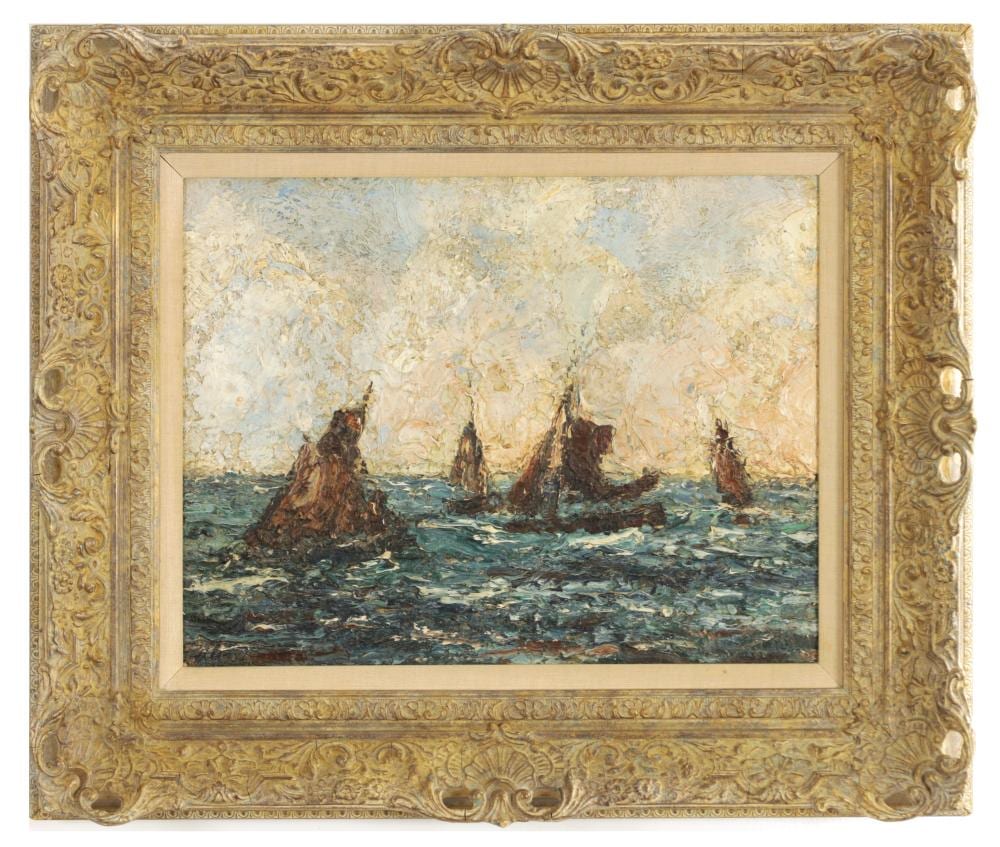 Herbert Royle comparable auction result: herbert royle 1870 1958 an oil on canvas herring boats off southport