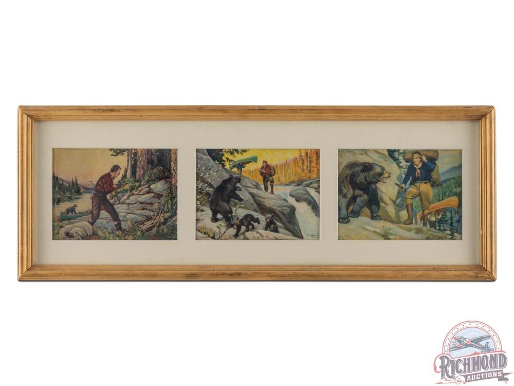Philip R. Goodwin comparable auction result: philip r goodwin 3 framed lithographs hunting scenes w canoes bears