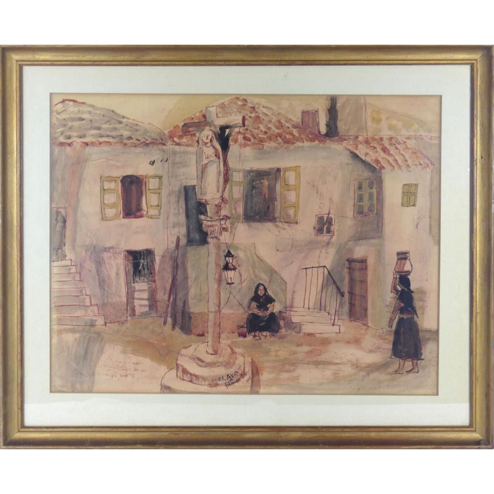 Javier Clavo comparable auction result: javier clavo houses in cangas watercolor paper